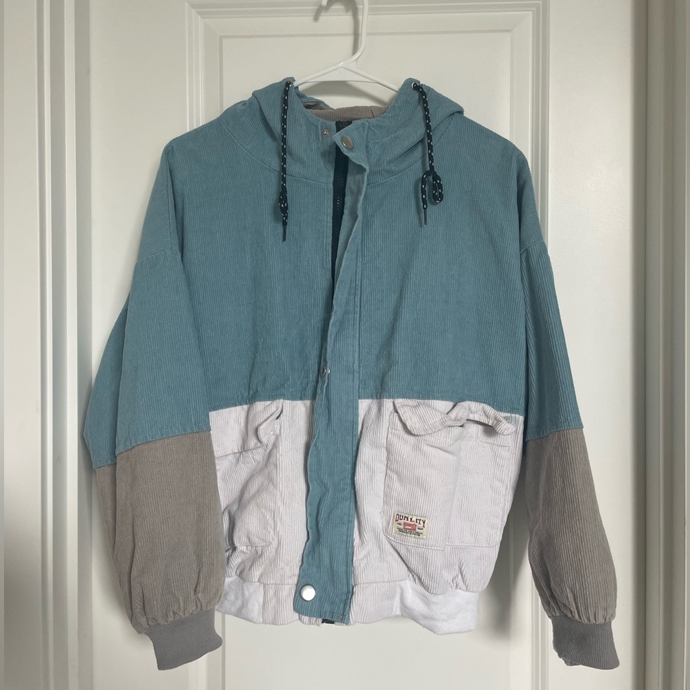 ZAFUL Women's Corduroy Loose Hooded Jacket Vintage